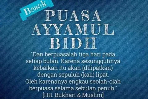 Jadwal Kalender Tanggal Puasa Sunnah Ayyamul Bidh